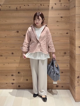 「GLOBAL WORK（グローバルワーク）のらくっション撥水バレエ/135873（バレエシューズ、ブラック系）」を使った、テソ子さん（レディース・162cm）の春コーディネート