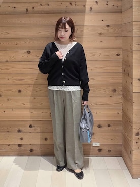 「GLOBAL WORK（グローバルワーク）のらくっション撥水バレエ/135873（バレエシューズ、ブラック系）」を使った、テソ子さん（レディース・162cm）の春コーディネート