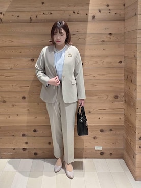 「GLOBAL WORK（グローバルワーク）のアイテム（ノーカラージャケット）」を使った、テソ子さん（レディース・162cm）の春コーディネート