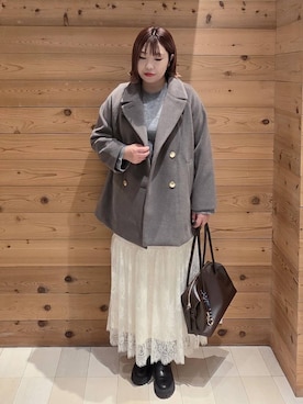 「アイテム（チェスターコート）」を使った、テソ子さん（レディース・162cm・30代）の秋コーディネート