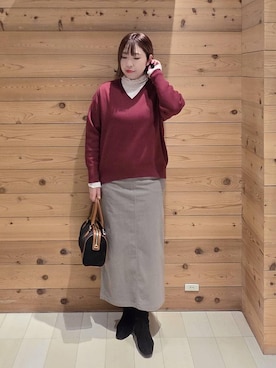 「GLOBAL WORK（グローバルワーク）のアイテム（ダウンジャケット/コート）」を使った、テソ子さん（レディース・162cm）の冬コーディネート