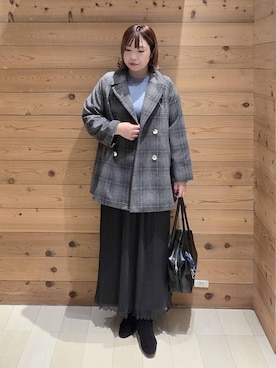 「アイテム（チェスターコート）」を使った、テソ子さん（レディース・162cm・30代）の冬コーディネート