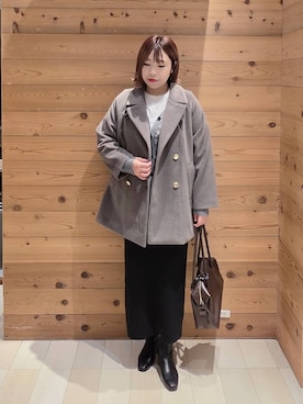 「アイテム（チェスターコート）」を使った、テソ子さん（レディース・162cm・30代）の秋コーディネート