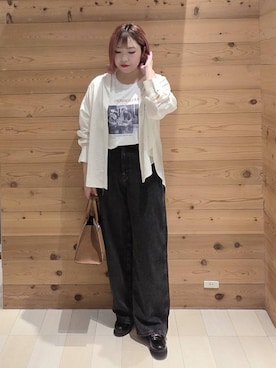 「GLOBAL WORK（グローバルワーク）のGOODデニムバギーパンツ/498388（デニムパンツ）」を使った、テソ子さん（レディース・162cm）の秋コーディネート