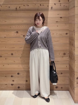 「GLOBAL WORK（グローバルワーク）のらくっション撥水バレエ/135873（バレエシューズ、ブラック系）」を使った、テソ子さん（レディース・162cm）の春コーディネート