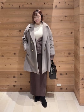 「アイテム（チェスターコート）」を使った、テソ子さん（レディース・162cm）の秋コーディネート