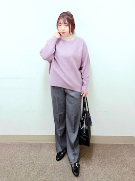 「GLOBAL WORK（グローバルワーク）のふわふわHugmeドルマンプルオーバー/595406（ニット/セーター）」を使った、テソ子さん（レディース・162cm）の秋コーディネート