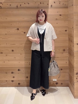 「GLOBAL WORK（グローバルワーク）のアイテム（オールインワン・サロペット）」を使った、テソ子さん（レディース・162cm）の夏コーディネート