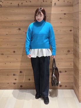 「GLOBAL WORK（グローバルワーク）のアイテム（デニムパンツ）」を使った、テソ子さん（レディース・162cm）の冬コーディネート