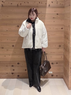 「GLOBAL WORK（グローバルワーク）のGOODデニムバギーパンツ/498388（デニムパンツ）」を使った、テソ子さん（レディース・162cm）の秋コーディネート