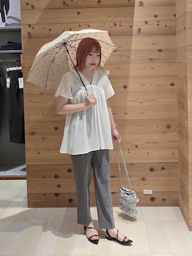 「アイテム（長傘）」を使った、テソ子さん（レディース・162cm）の夏コーディネート