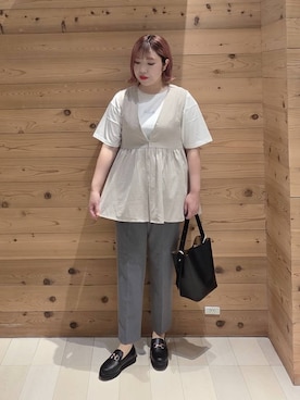 「アイテム（ベスト）」を使った、テソ子さん（レディース・162cm・30代）の夏コーディネート