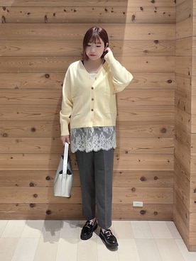 「GLOBAL WORK（グローバルワーク）のエアかる厚底ローファー/136031（ローファー、ブラック系）」を使った、テソ子さん（レディース・162cm）の春コーディネート