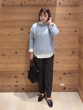 「GLOBAL WORK（グローバルワーク）のあったかウツクシルエットテーパードパンツ/575203（その他パンツ）」を使った、テソ子さん（レディース・162cm）の秋コーディネート