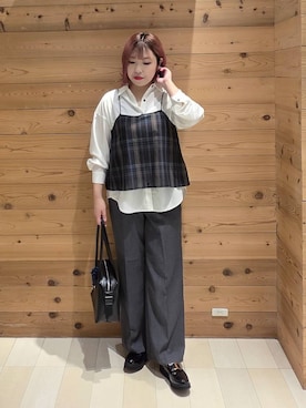 「GLOBAL WORK（グローバルワーク）のアイテム（キャミソール）」を使った、テソ子さん（レディース・162cm）の秋コーディネート