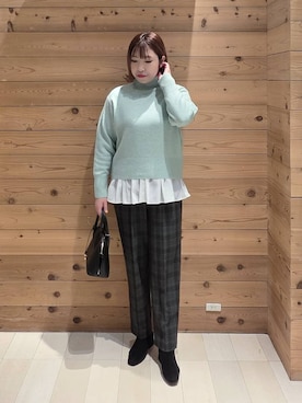 「GLOBAL WORK（グローバルワーク）のアイテム（Tシャツ/カットソー）」を使った、テソ子さん（レディース・162cm）の冬コーディネート