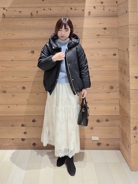 「GLOBAL WORK（グローバルワーク）のアイテム（ダウンジャケット/コート）」を使った、テソ子さん（レディース・162cm）の冬コーディネート