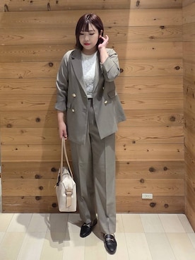 「GLOBAL WORK（グローバルワーク）のアイテム（テーラードジャケット）」を使った、テソ子さん（レディース・162cm）の秋コーディネート