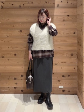 「アイテム（ボストンバッグ）」を使った、テソ子さん（レディース・162cm・30代）の秋コーディネート