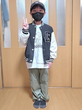 「アイテム（ブルゾン）」を使った、テソ子さん（キッズ・133cm）の秋コーディネート