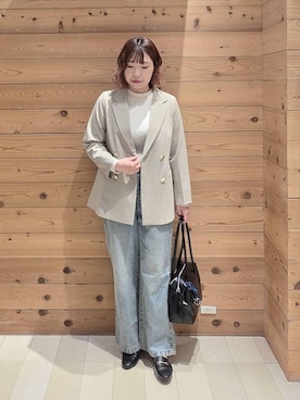 「GLOBAL WORK（グローバルワーク）のサイズ拡大/らくっション撥水2WAYローファー/131468（ローファー、ブラック系）」を使った、テソ子さん（レディース・162cm）の春コーディネート