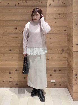 「アイテム（チェスターコート）」を使った、テソ子さん（レディース・162cm・30代）の冬コーディネート