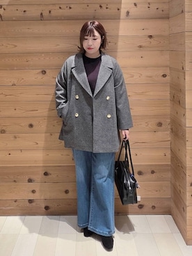 「アイテム（チェスターコート）」を使った、テソ子さん（レディース・162cm・30代）の冬コーディネート