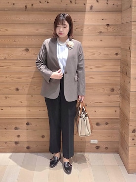 「GLOBAL WORK（グローバルワーク）のアイテム（ノーカラージャケット）」を使った、テソ子さん（レディース・162cm）の春コーディネート