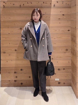 「GLOBAL WORK（グローバルワーク）のあったかウツクシルエットテーパードパンツ/575203（その他パンツ）」を使った、テソ子さん（レディース・162cm）の冬コーディネート