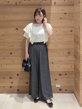 「GLOBAL WORK（グローバルワーク）のアイテム（パンツ）」を使った、テソ子さん（レディース・162cm）の夏コーディネート