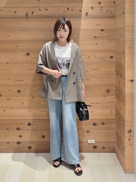 「GLOBAL WORK（グローバルワーク）のアイテム（トップス）」を使った、テソ子さん（レディース・162cm）の夏コーディネート