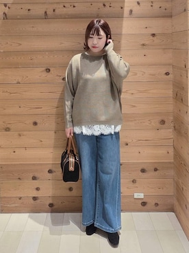「GLOBAL WORK（グローバルワーク）のふわふわHugmeドルマンプルオーバー/595406（ニット/セーター）」を使った、テソ子さん（レディース・162cm）の冬コーディネート