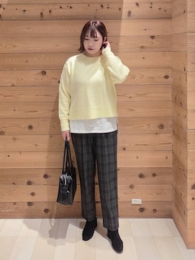 「ハグミーニット_GLOBALWORK」｜テソ子さん（レディース・162cm）の秋コーディネート