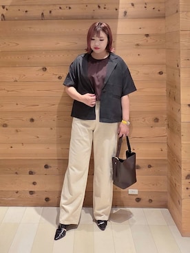 「GLOBAL WORK（グローバルワーク）のGOODデニムバギーパンツ/118365（デニムパンツ）」を使った、テソ子さん（レディース・162cm・30代）の夏コーディネート