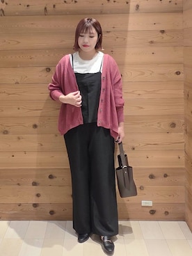 「アイテム（オールインワン・サロペット）」を使った、テソ子さん（レディース・162cm）の秋コーディネート
