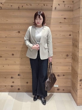 「GLOBAL WORK（グローバルワーク）のアイテム（ノーカラージャケット）」を使った、テソ子さん（レディース・162cm）の春コーディネート