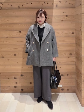 「アイテム（チェスターコート）」を使った、テソ子さん（レディース・162cm）の冬コーディネート