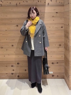 「アイテム（マフラー）」を使った、テソ子さん（レディース・162cm）の冬コーディネート