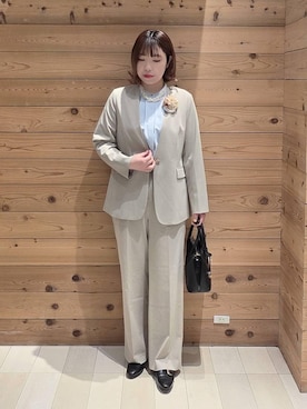 「GLOBAL WORK（グローバルワーク）のアイテム（ノーカラージャケット）」を使った、テソ子さん（レディース・162cm）の春コーディネート