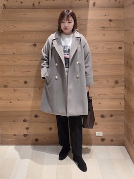 「アイテム（チェスターコート）」を使った、テソ子さん（レディース・162cm・30代）の秋コーディネート