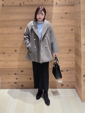 「アイテム（チェスターコート）」を使った、テソ子さん（レディース・162cm・30代）の冬コーディネート
