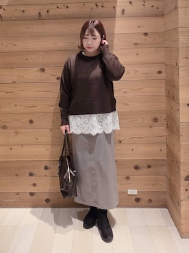 「アイテム（チェスターコート）」を使った、テソ子さん（レディース・162cm・30代）の冬コーディネート