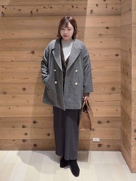 「アイテム（チェスターコート）」を使った、テソ子さん（レディース・162cm・30代）の冬コーディネート