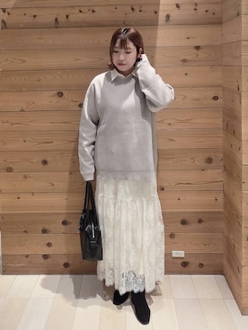 「アイテム（チェスターコート）」を使った、テソ子さん（レディース・162cm・30代）の冬コーディネート