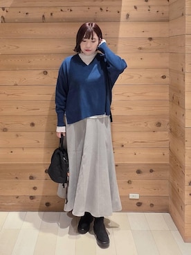 「アイテム（チェスターコート）」を使った、テソ子さん（レディース・162cm・30代）の冬コーディネート