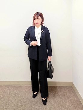 「アイテム（ブローチ/コサージュ）」を使った、テソ子さん（レディース・162cm）の冬コーディネート