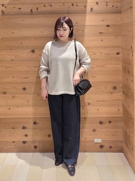 「GLOBAL WORK（グローバルワーク）のGOODデニムバギーパンツ/498388（デニムパンツ）」を使った、テソ子さん（レディース・162cm）の秋コーディネート