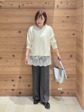 「GLOBAL WORK（グローバルワーク）のエアかる厚底ローファー/136031（ローファー、ブラック系）」を使った、テソ子さん（レディース・162cm）の春コーディネート