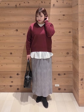 「アイテム（ノーカラーコート）」を使った、テソ子さん（レディース・162cm・30代）の秋コーディネート