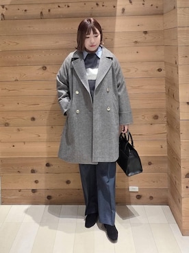 「アイテム（チェスターコート）」を使った、テソ子さん（レディース・162cm）の冬コーディネート